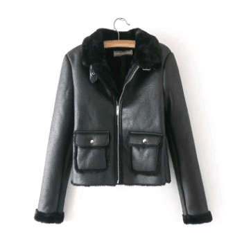 ezy2find women's leather jackets Black / XL Women's leather short paragraph 2020 European and American women's fur one women's leather jacket coat plush thick pu leather