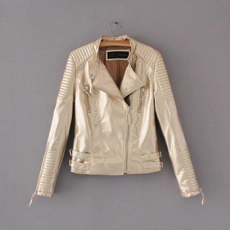 ezy2find women's leather jackets Golden / L Locomotive PU leather clothing