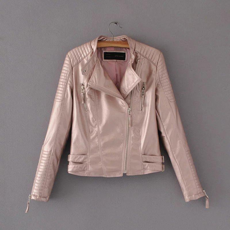 ezy2find women's leather jackets Pink / M Locomotive PU leather clothing