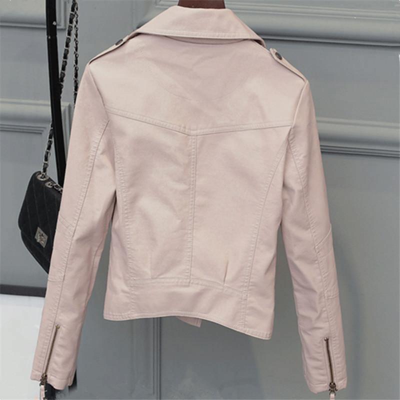 ezy2find women's leather jackets Pink plus Velvet / XXL Ladies motorcycle leather