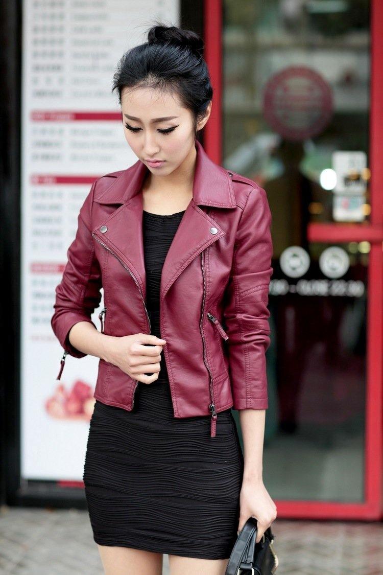 ezy2find women's leather jackets Red / M Faux leather jacket for women