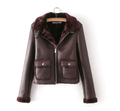 ezy2find women's leather jackets Red wine / XL Women's leather short paragraph 2020 European and American women's fur one women's leather jacket coat plush thick pu leather