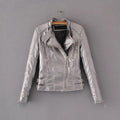 ezy2find women's leather jackets Slvery / M Locomotive PU leather clothing