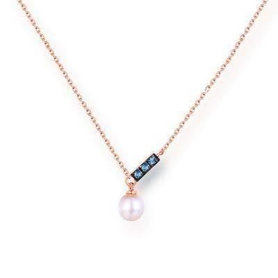 ezy2find Women's Necklace Blue 14K Rose Gold Jewelry New Korean Pearl Necklace Pendant all-match gold custom simple and elegant fashion wholesale