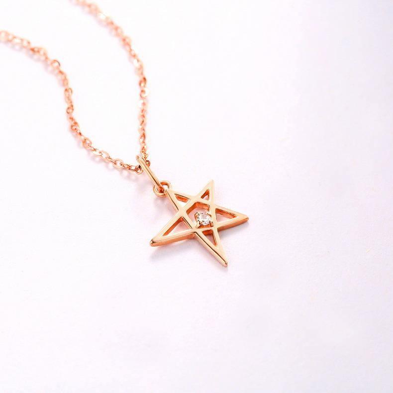 ezy2find Women's Necklace Rose Red Gold necklace female little star personality Pendant
