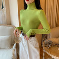 ezy2find women's pullover L / Russian Federation / light green-31 2021 Autumn Women Long sleeve Knitted fold over Turtleneck Ribbed Pull Sweater Soft Warm Femme Jumper Pullover Clothes