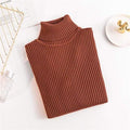 ezy2find women's pullover L / United States / dark khaki-31 2021 Autumn Women Long sleeve Knitted fold over Turtleneck Ribbed Pull Sweater Soft Warm Femme Jumper Pullover Clothes