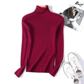 ezy2find women's pullover L / United States / dark red-31 2021 Autumn Women Long sleeve Knitted fold over Turtleneck Ribbed Pull Sweater Soft Warm Femme Jumper Pullover Clothes