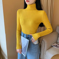 ezy2find women's pullover L / United States / yellow-31 2021 Autumn Women Long sleeve Knitted fold over Turtleneck Ribbed Pull Sweater Soft Warm Femme Jumper Pullover Clothes