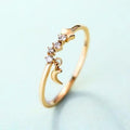 ezy2find Women's Rings White zirconium 14K gold luxurious hand decoration, star moon ring,