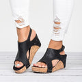 ezy2find women's sandals Black / 35 Open-Toe Wedge Sandals