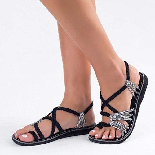 ezy2find women's sandals Black with White / 7 European And American Beach Flip Flops Flat Sandals