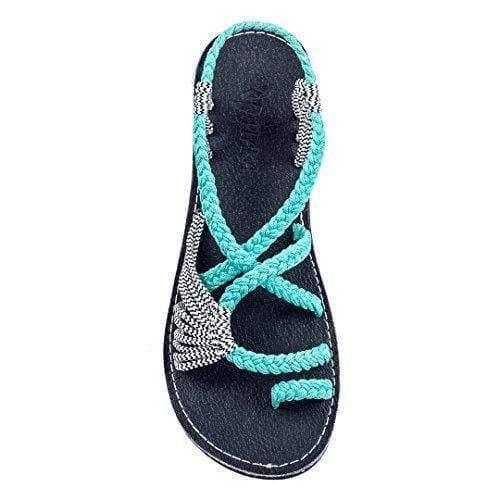 ezy2find women's sandals Blue with White / 11 European And American Beach Flip Flops Flat Sandals