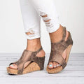 ezy2find women's sandals Brown / 37 Open-Toe Wedge Sandals