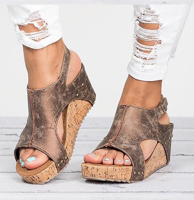 ezy2find women's sandals Brown / 41 Fashion Women Platform Sandals Peep Toe Spartan Sandals Women Summer Wedges High Heel Shoes