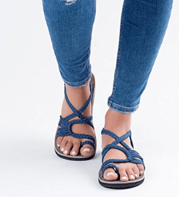 ezy2find women's sandals Dark Blue / 4.5 European And American Beach Flip Flops Flat Sandals