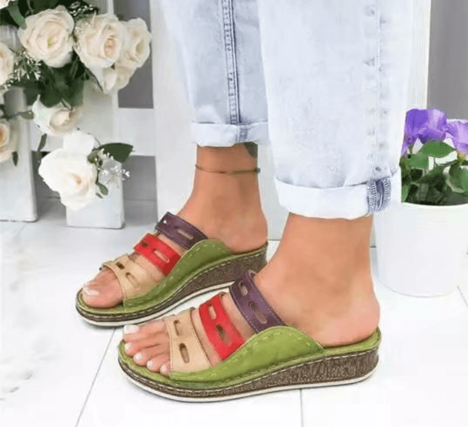 ezy2find women's sandals Green / 38 Car Line Hollow Color Leisure Sandals And Slippers
