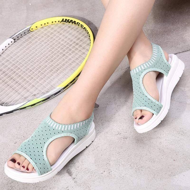 ezy2find women's sandals Light green / 36 Women's thick-bottomed fishnet mesh sandals