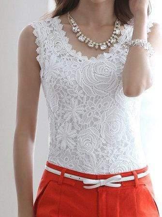 ezy2find Women's Shirts Floral Crochet Lace Tank Tops