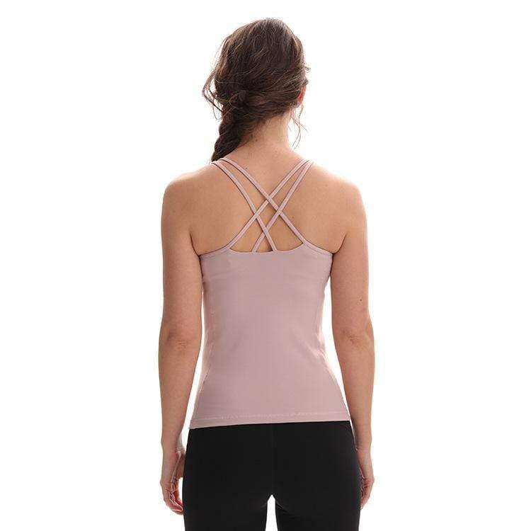 ezy2find Women's Shirts Pink / S Pure Color Cross-Back Shockproof Vest With Chest Pad