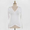 ezy2find Women's Shirts White / S Modal Cotton Low Neck Base Shirt Women's Long Sleeve V-neck T-shirt