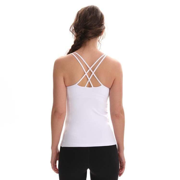 ezy2find Women's Shirts White / S Pure Color Cross-Back Shockproof Vest With Chest Pad