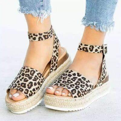 ezy2find Women's Shoes Leopard / 42 Wedge fish mouth shoes