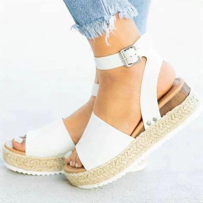 ezy2find Women's Shoes White / 43 Wedge fish mouth shoes