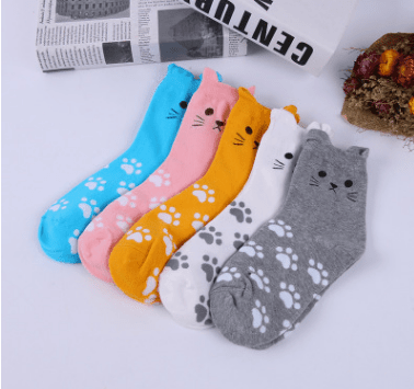 ezy2find women's socks 5 colors / 5pairs Cheeky Cat Socks