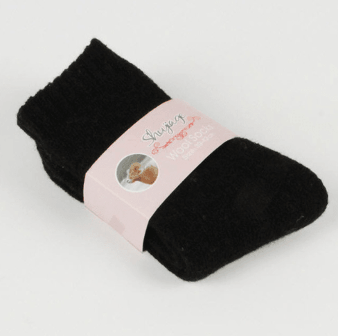 ezy2find women's socks Black / Uniform code Autumn and winter new ladies rabbit wool socks women's tube socks Terry thick socks warm solid color pull socks