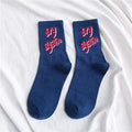 ezy2find women's socks Blue / Uniform code 2021 autumn and winter new tide socks female sports socks letter skateboard socks college wind cotton deodorant baseball socks