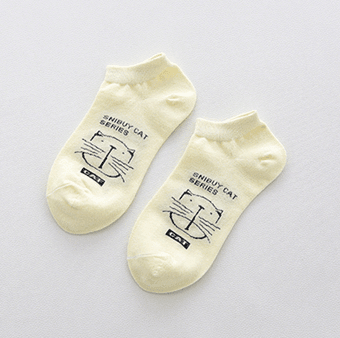 ezy2find women's socks Light yellow / One size Cotton socks, spring and summer, new cartoon cat boat socks, sweat-absorbent breathable socks
