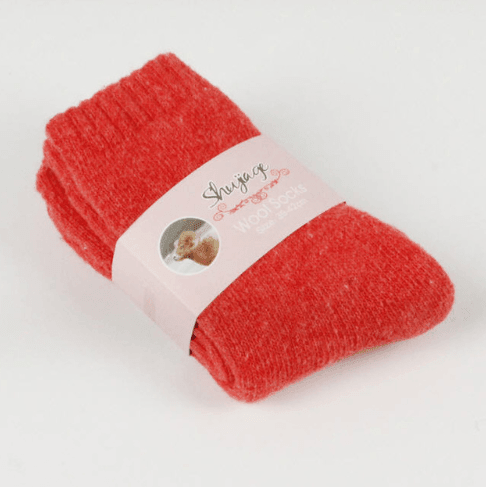 ezy2find women's socks Orange red / Uniform code Autumn and winter new ladies rabbit wool socks women's tube socks Terry thick socks warm solid color pull socks