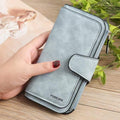 ezy2find women's wallet blue Matte PU leather multi-function wallet