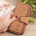ezy2find women's wallet brown Matte PU leather multi-function wallet