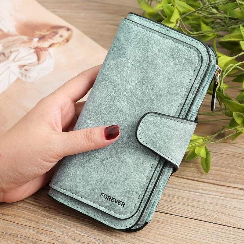 ezy2find women's wallet green Matte PU leather multi-function wallet