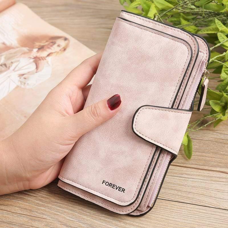 ezy2find women's wallet Pink Matte PU leather multi-function wallet