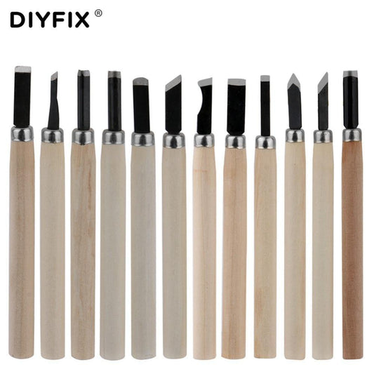 ezy2find wood tools DIFIX  wood working craftsmen's  12Pcs Wood Carving Hand Chisels and Knife Tools Set