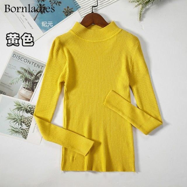 ezy2find Yellow / One Size Bornladies Autumn Winter Basic Turtleneck Knitting Bottoming Warm Sweaters 2022 Women&